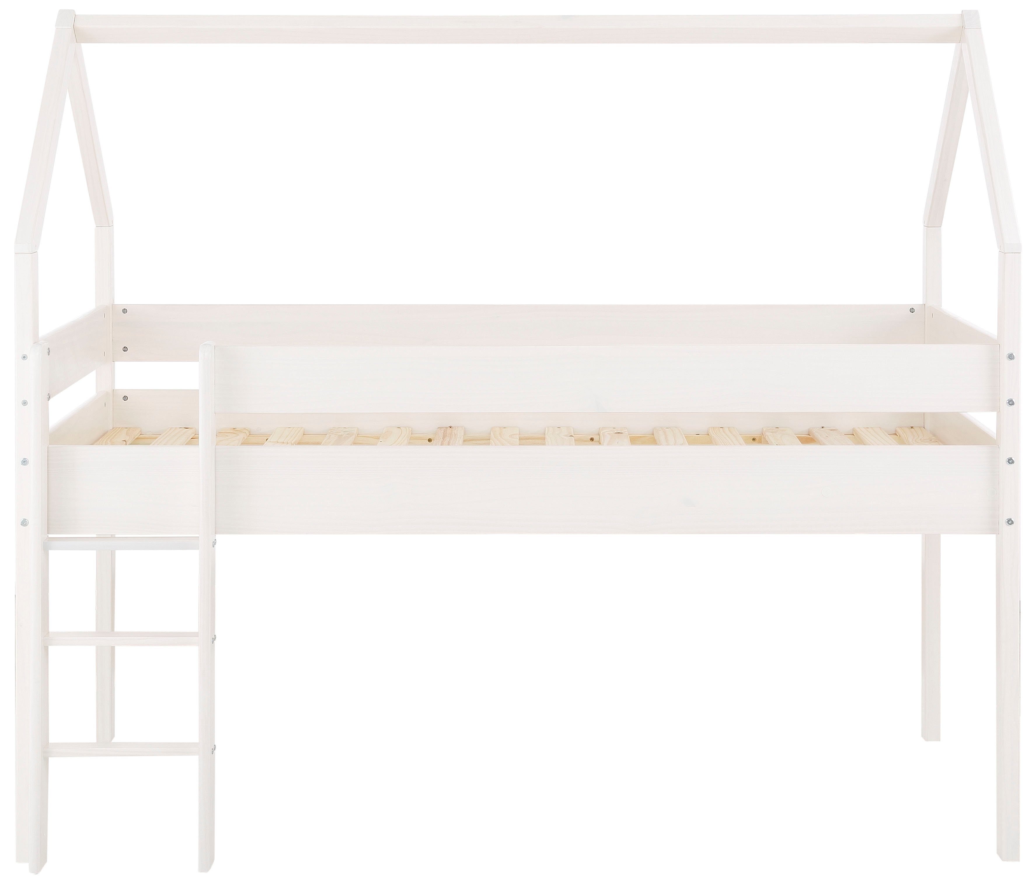 OTTO home Kinderbett Alpi, aus Kiefernholz, in einer Haus-Optik Form, Liegefläche 90x200 cm
