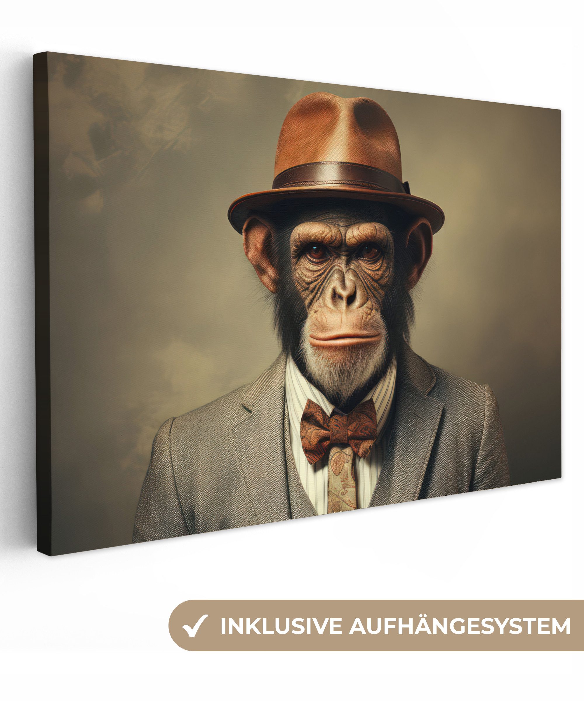 OneMillionCanvasses® Leinwandbild Vintage - Affe - günstig online kaufen