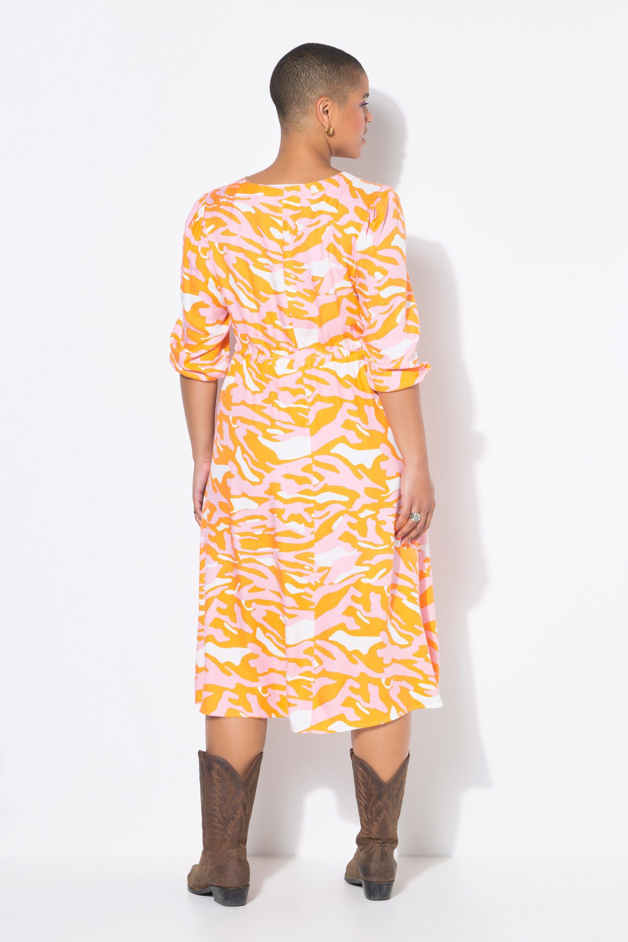 Studio Untold Midikleid Midikleid A-Line Color Zebraprint 3/4-Ärmel