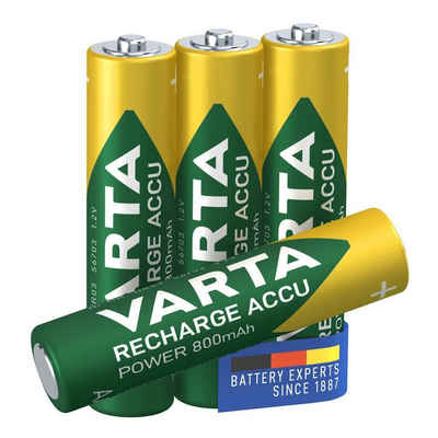 VARTA Ready2use wiederaufladbare Batterien, HR03 (1,2 V, 4 St), Ni-MH; [ Micro / AAA / R03 ] 800 mAh; Ready To Use Technologie