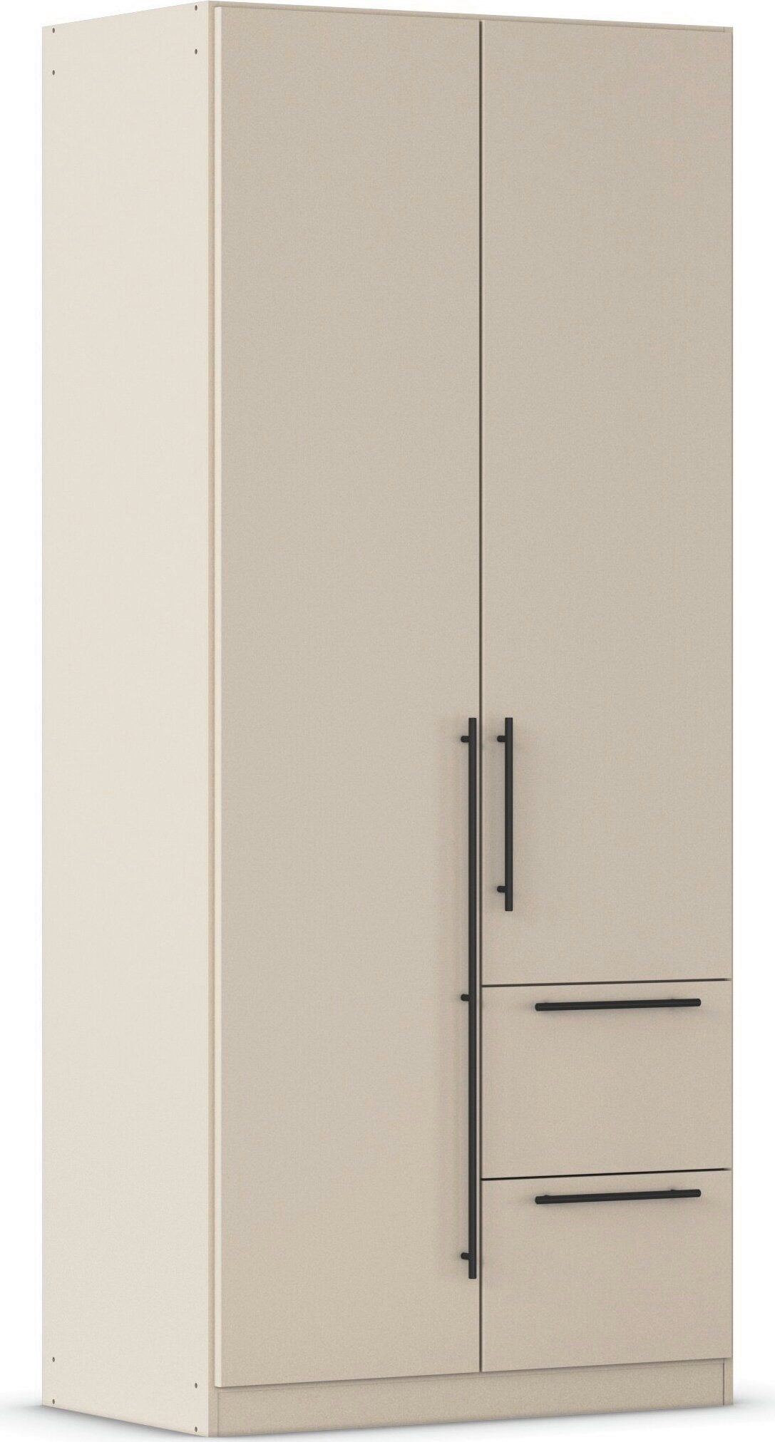 rauch Kleiderschrank Drehtürenschrank Schrank Garderobe Wäscheschrank Schlafzimmer AVOLA (in 3 verschiedenen Ausstattungen BASIC/CLASSIC/PREMIUM) mit hochwertigen Stangengriffen aus Metall in Schwarz MADE IN GERMANY