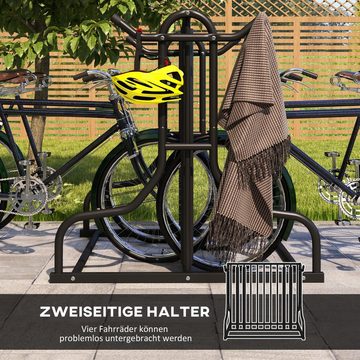 Durhand Fahrradständer Mehrfachständer Radständer wetterfest für bis 4 Fahrräder (Aufstellständer, 1-St., Ständer für Fahrrad), beidseitig, Stahl 90 x 80 x 80 cm, Schwarz