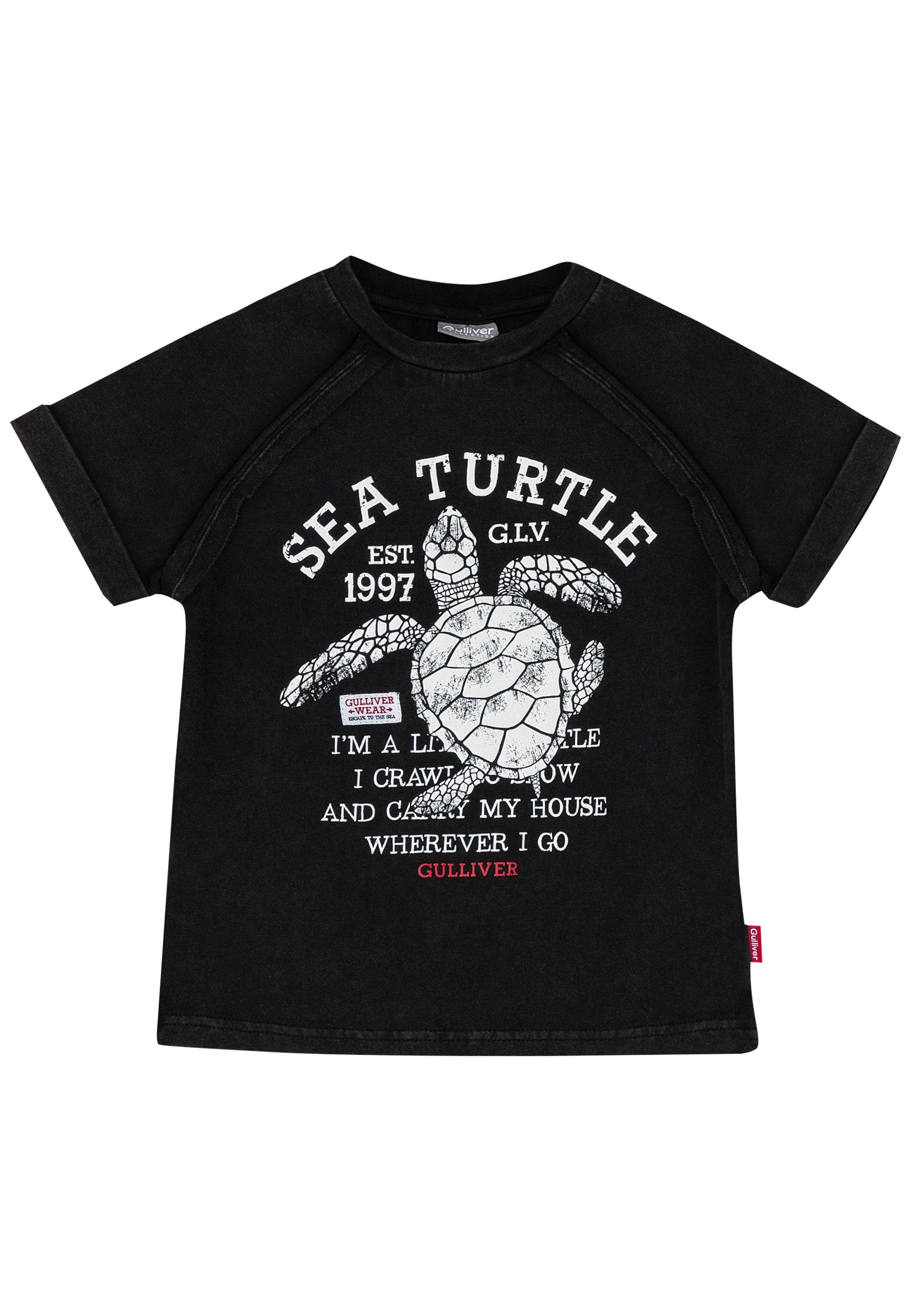 Gulliver T-Shirt mit trendigem Frontprint, Hoher Baumwollanteil für  perfekten Tragekomfort