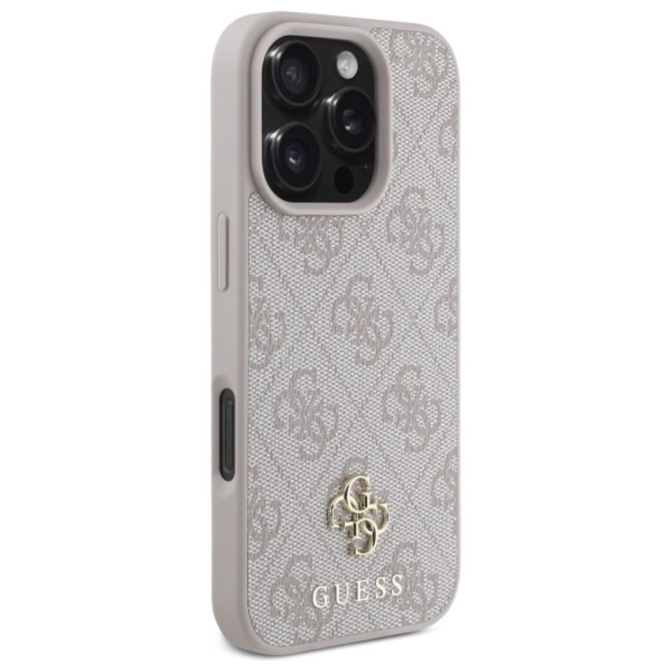 Guess Handyhülle iPhone 16 Pro Max Kunstleder rosa Logo goldfarbig MagSafe kompatibel 6,9 Zoll, Kantenschutz – Bild 4 von 5