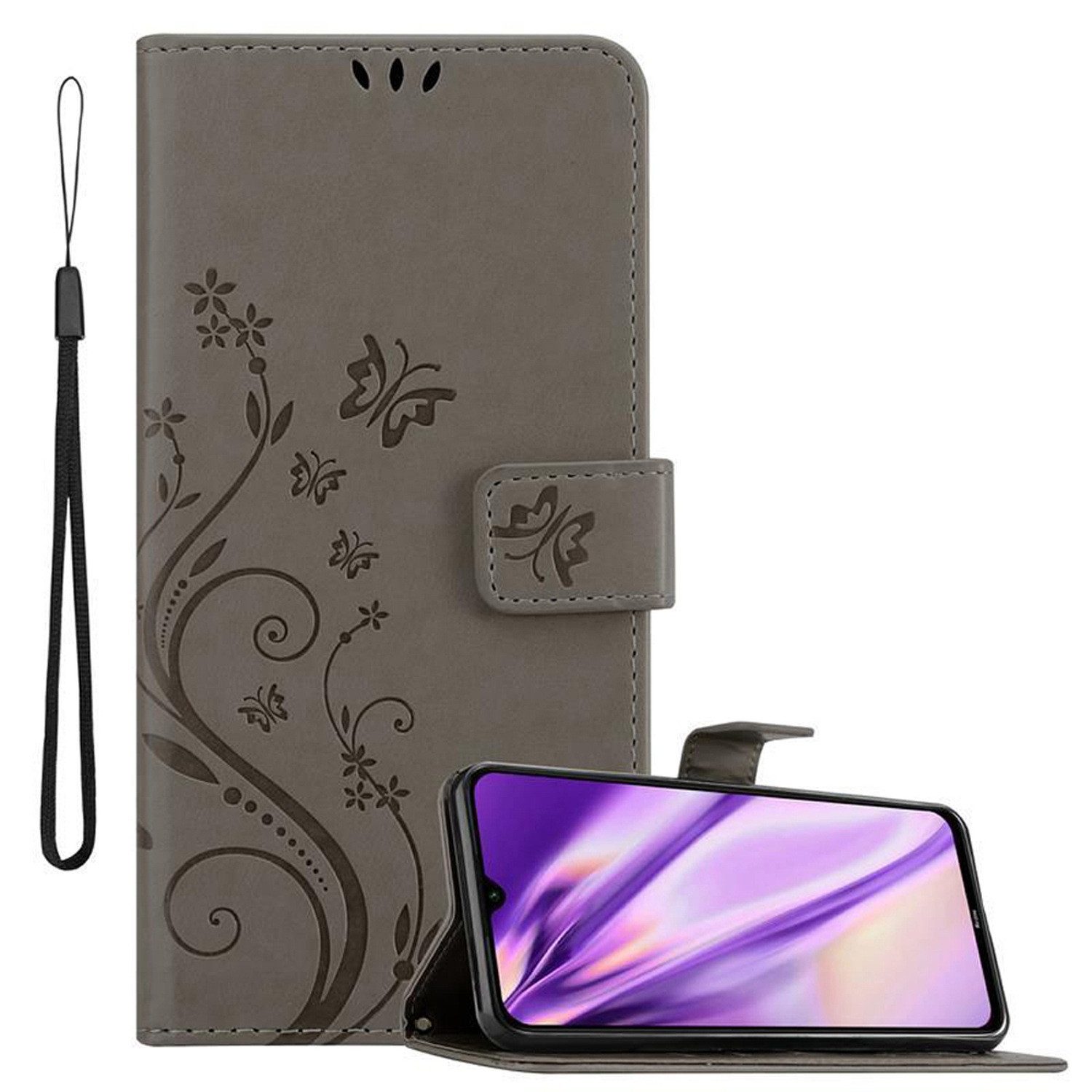 Cadorabo Handyhülle für Xiaomi RedMi NOTE 8 Hülle Xiaomi RedMi NOTE 8, Hülle Schutzhülle Blumen Flower mit Standfunktion Kartenfach Magnet