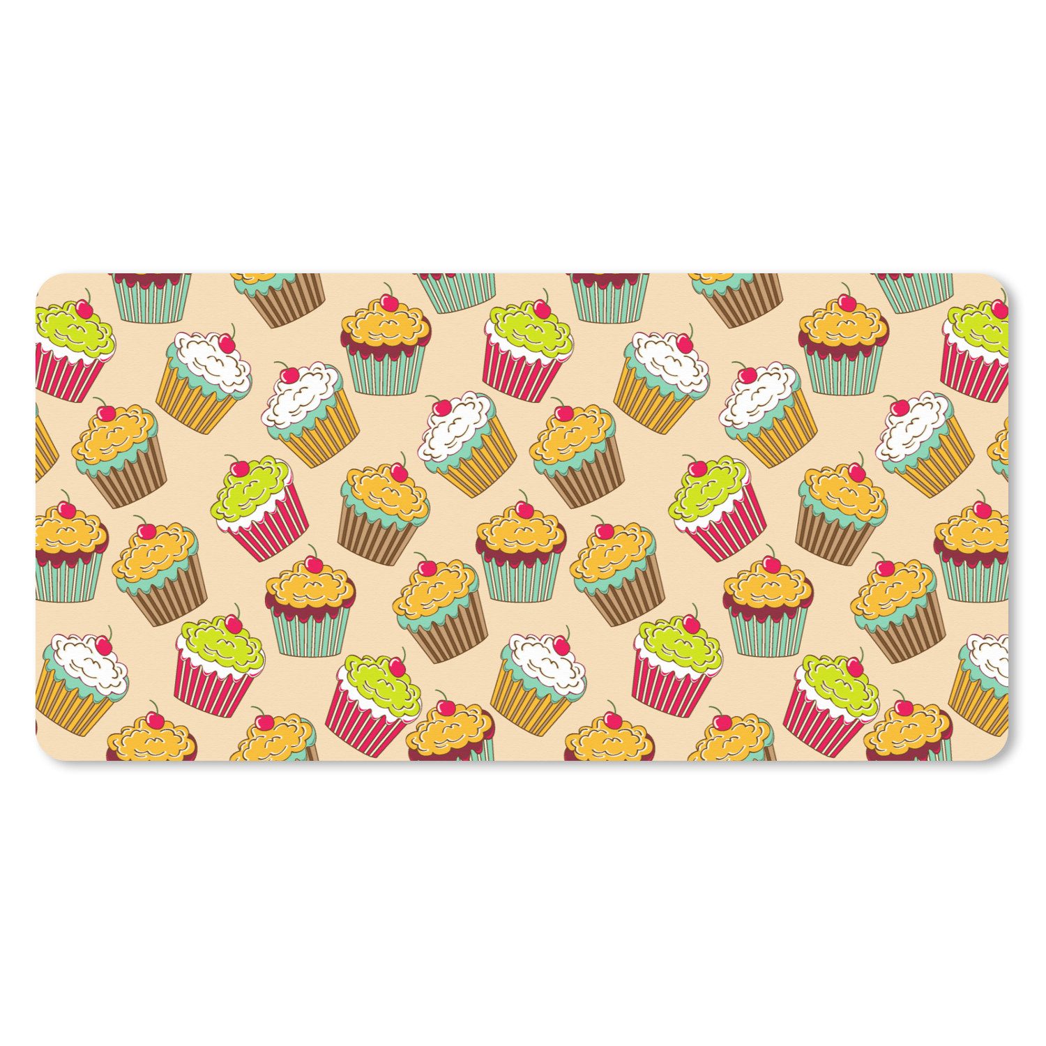 MuchoWow Mauspad Muster - Lebensmittel - Cupcake (1-St), Mousepad mit Rutschfester Unterseite, Gaming XXL, Großes, 120x60 cm