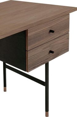 Woodman Schreibtisch Daniel, Schubladen mit Soft-Close-Funktion, Beine aus Metall