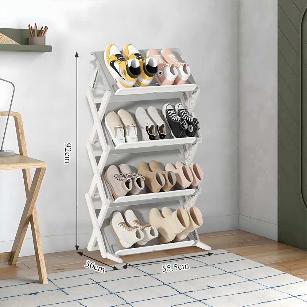 TUWENA Schuhregal Faltbares Schuhregal, Mehrschichtiges Hoch Schuh Organizer, 4 Etagen