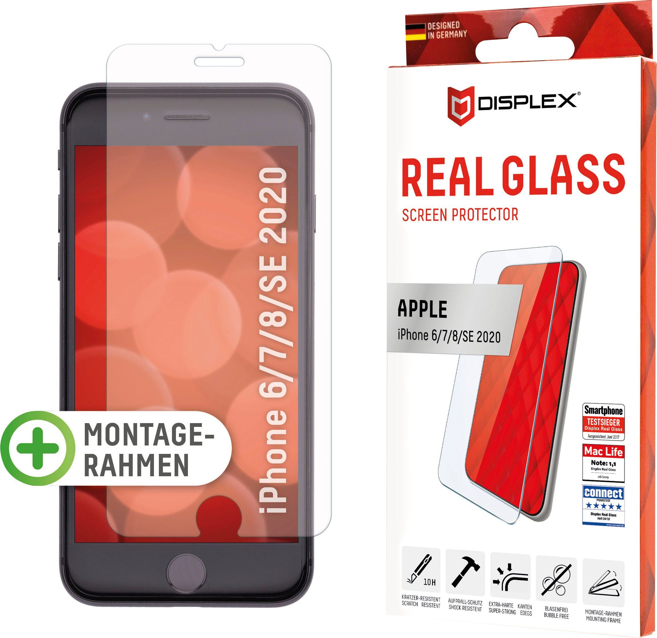 Displex Displayschutzglas DISPLEX Real Glass Panzerglas für Apple iPhone 6/7/8/SE (2020) (4,7) für Apple iPhone 6 / 7 / 8 / SE 2020