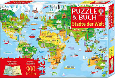 Usborne Verlag Puzzle Puzzle & Buch: Städte der Welt, 200 Puzzleteile