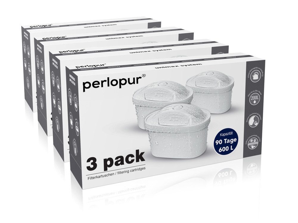 PerloPur Kalk- und Wasserfilter Unimax Pack 12 passend für Brita Maxtra Plus Systeme, Zubehör für Brita Maxtra u. Maxtra+ Filter Kartuschen