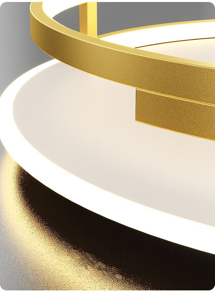 LED Stufenloses Deckenlampe Rund Warmweiß/Neutralweiß/Kaltweiß, Fernbedienung Dimmen LED Weiß+Gold Dimmbar Deckenleuchten Wohnzimmer, fest Daskoo LED 50cm mit Deckenleuchte, integriert,