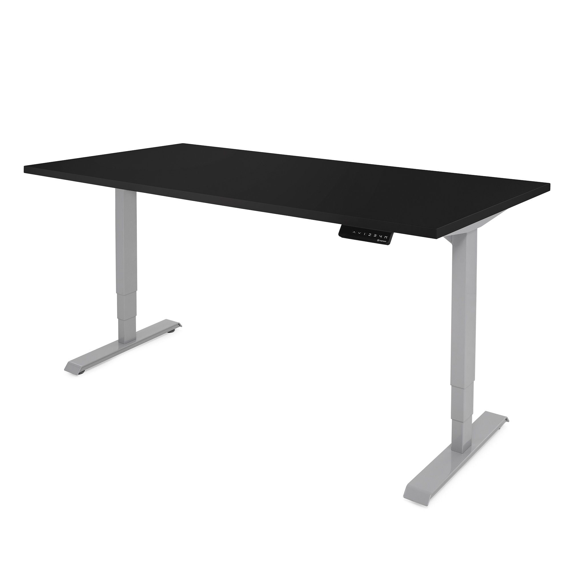 Ergotopia Schreibtisch Desktopia Lite (120 x 80 cm Tischplatte Schwarz), stufenlos höhenverstellbarer Schreibtisch elektrisch mit Tischplatte