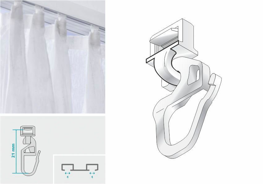 HINNO Klick-Gleiter hinno-clic HC71, Gardinen, Gardinenschienen, Vorhänge, Gardinenleisten, Innenlaufsysteme, Gardinenstangen, (20-St), HINNO Clic-Gleiter