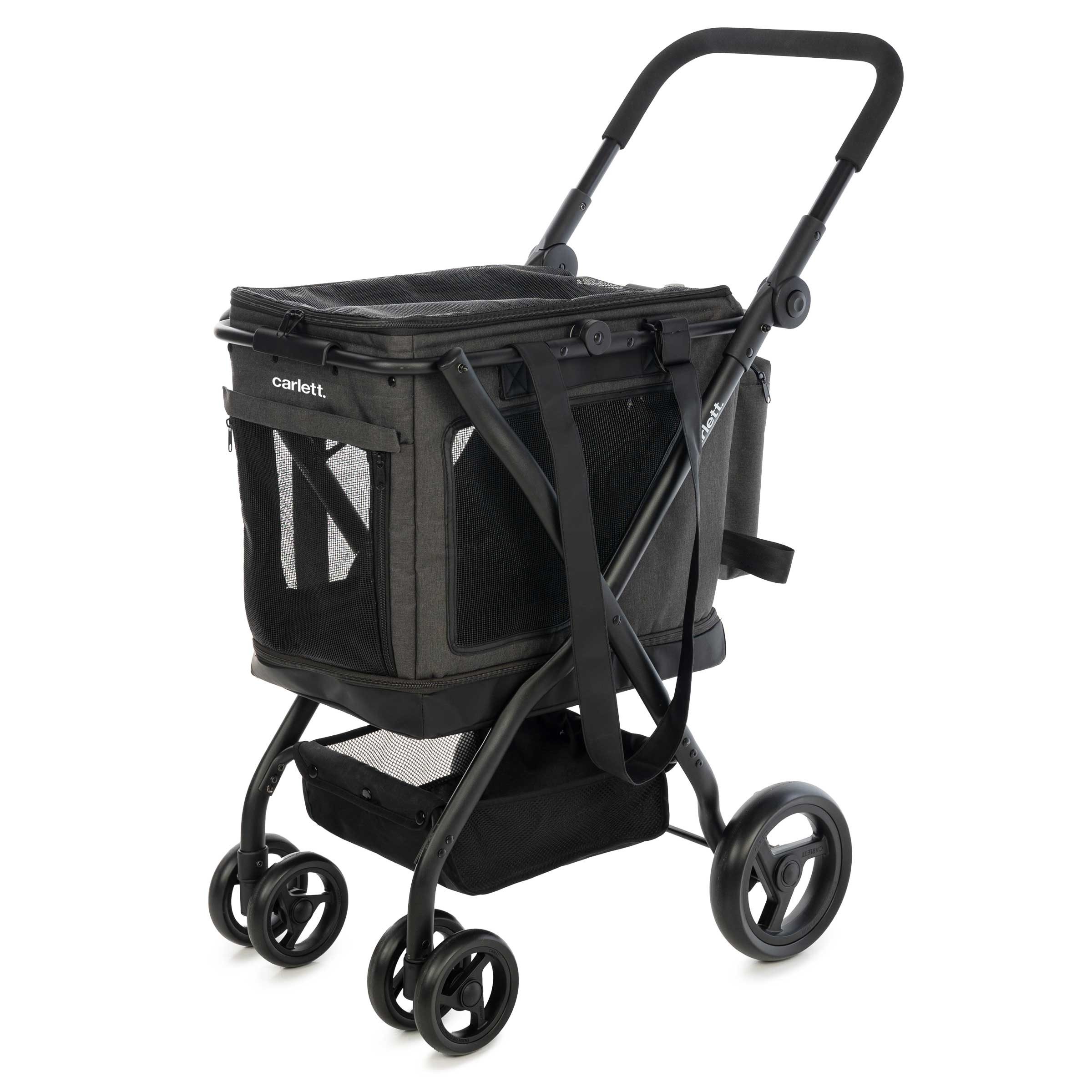 Carlett Hundebuggy klappbar 3-in-1 Hundewagen Aluminium Gestell und atmungsaktives Mesh, (bis 25kg Buggy für Haustiere), für Reisen, Spaziergänge und Tierarztbesuche
