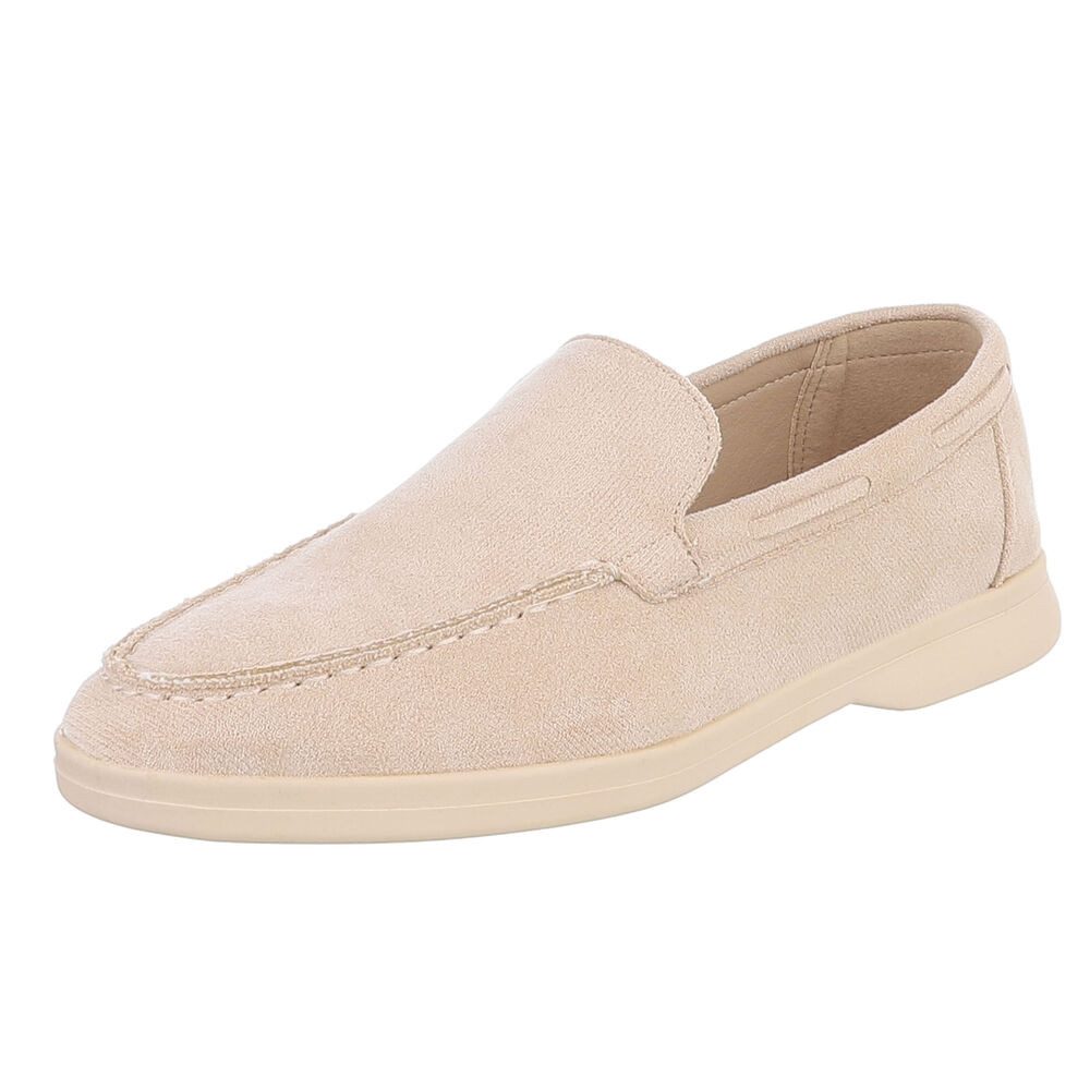 Ital-Design Eleganter Damen Slip-On Schuh mit hohem Tragekomfort Slipper (90927400) Blockabsatz Mokassins in Beige