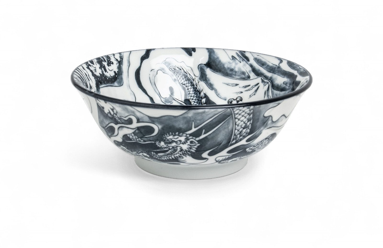 WestCraft Servierschüssel Japan-Bowls ASIATICA, Drachengott Edition, Porzellan-Schalen, 20,5 cm, Porzellan, Hochwertig, asiatische Ramen-, Reis-, Nudel-, Udon-, Suppen-Schüssel