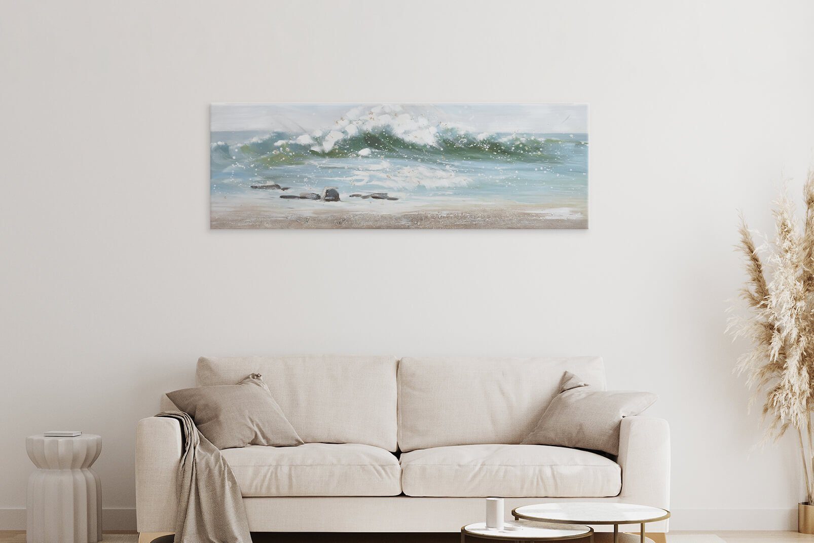 KUNSTLOFT Gemälde Vamos la cm, 150x50 Wandbild Leinwandbild Playa a 100% HANDGEMALT Wohnzimmer