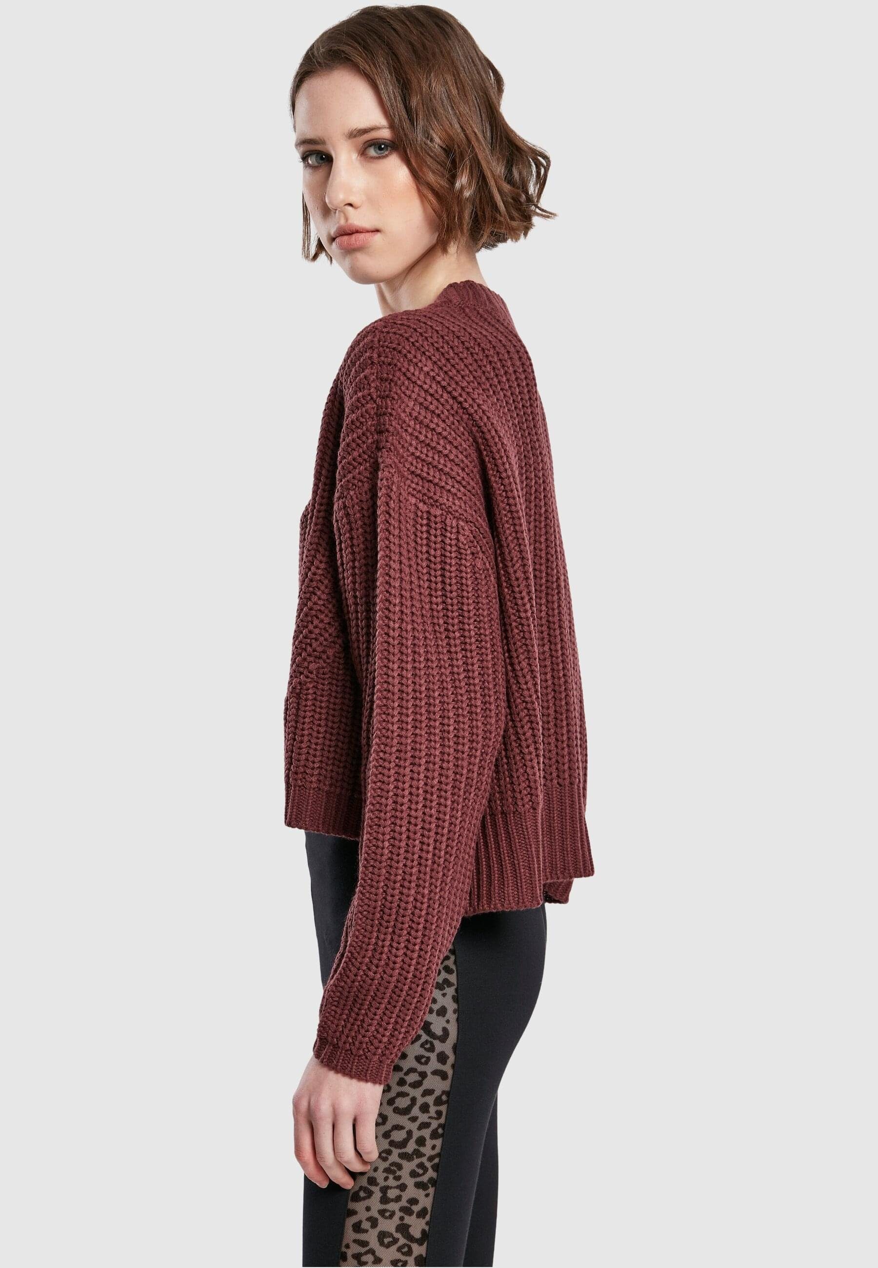 (1-tlg) Sweater Kapuzenpullover Oversize Wide cherry Ladies CLASSICS URBAN Damen