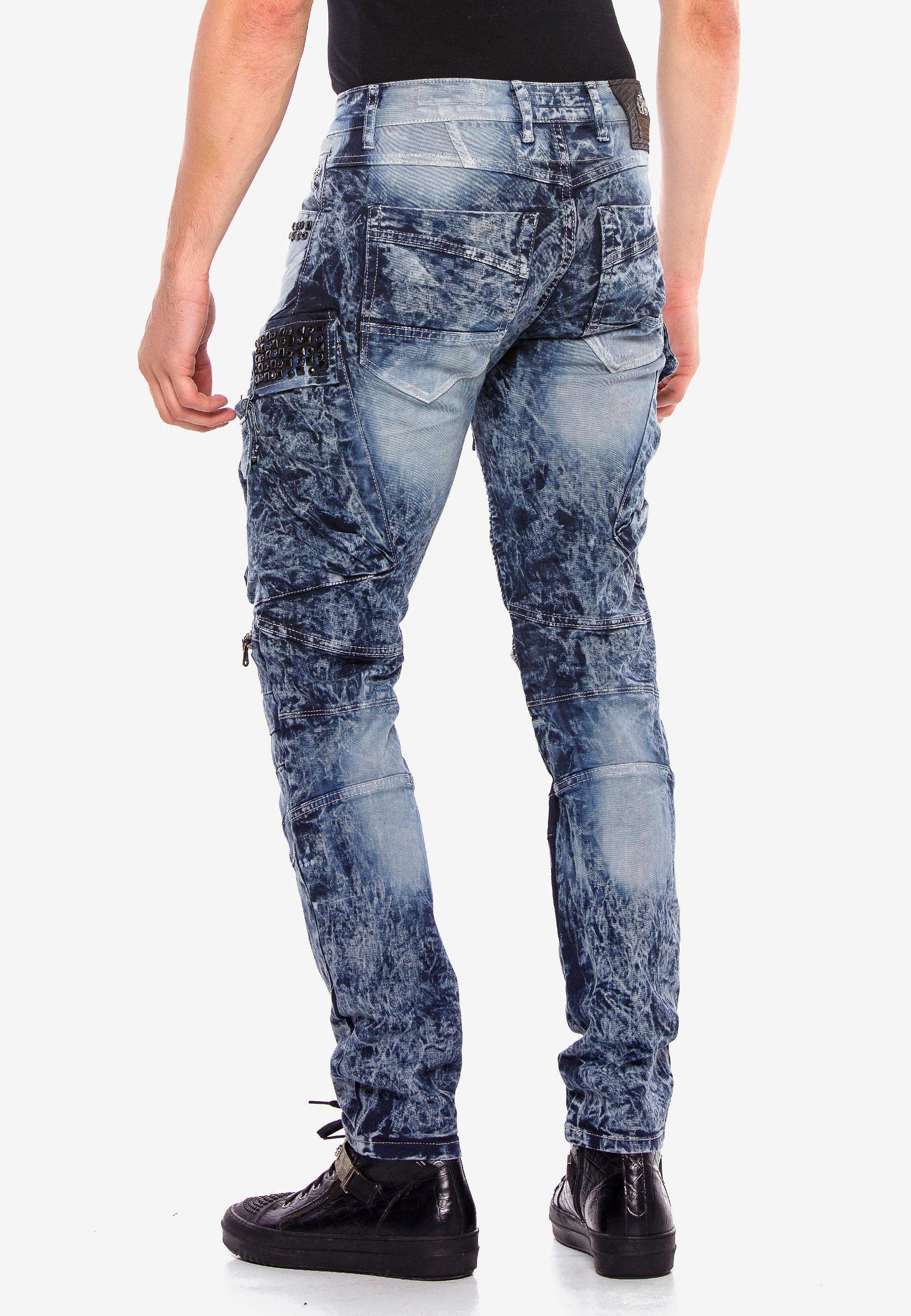 mit Regular in Taschen Cipo Jeans blau Bequeme Baxx Fit & Edelstein