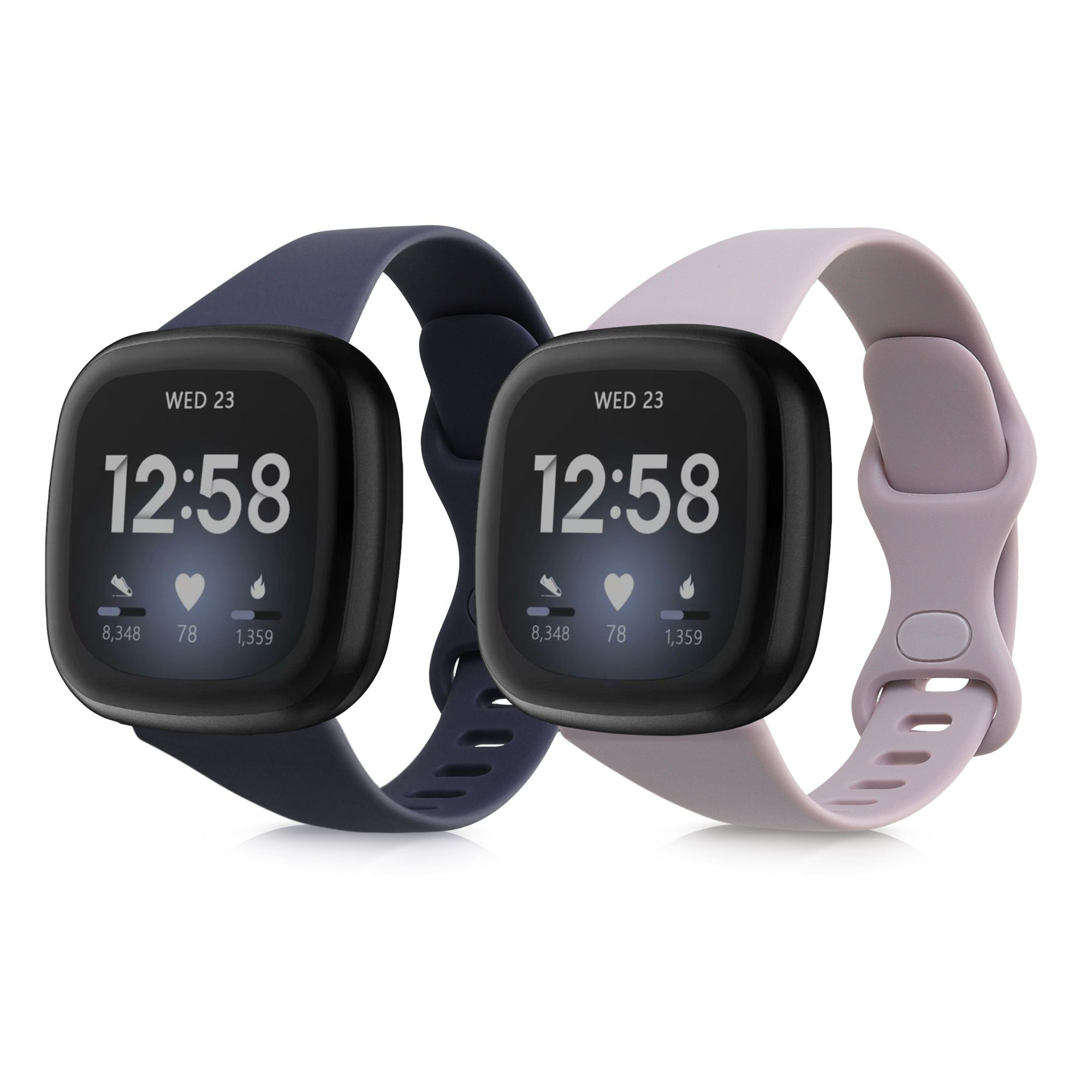 3 cm S Fitbit Uhrenarmband / Versa 14 Sense, 2x - Silikon / Größe 4 kwmobile Versa Set Fitnesstracker Sportarmband für Sense - 2 TPU / Armband für 19,8 -