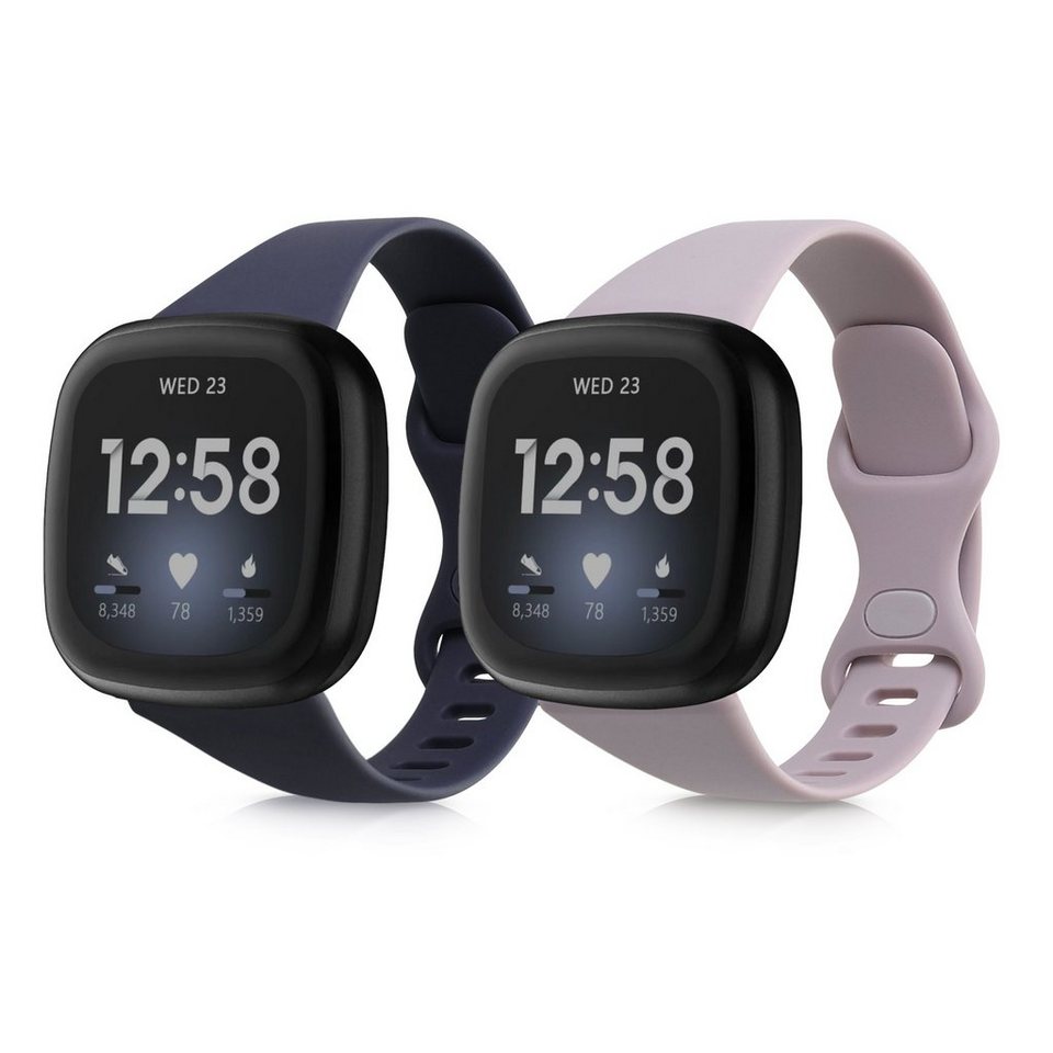 kwmobile Uhrenarmband 2x Sportarmband für Fitbit Versa 4 / Sense 2 / Versa 3  / Sense, TPU Silikon Armband Set für Fitnesstracker - Größe S - 14 - 19,8 cm