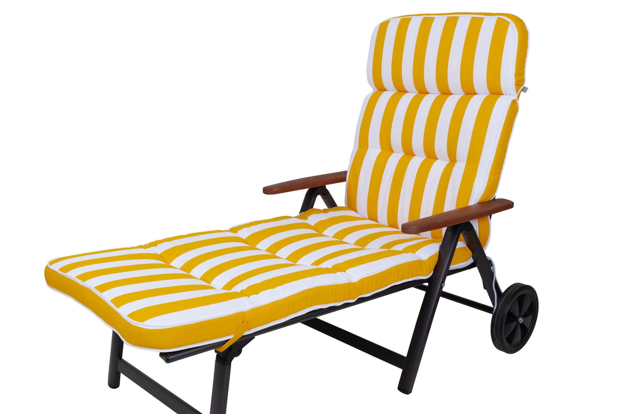 KETTtex Liegenauflage Rollliege Alicante 2153 extrabreit gelb-weiß Blockstreifen 200x65x9 cm, (1 St), Halteband verstellbar mit Bindebändern Klettband