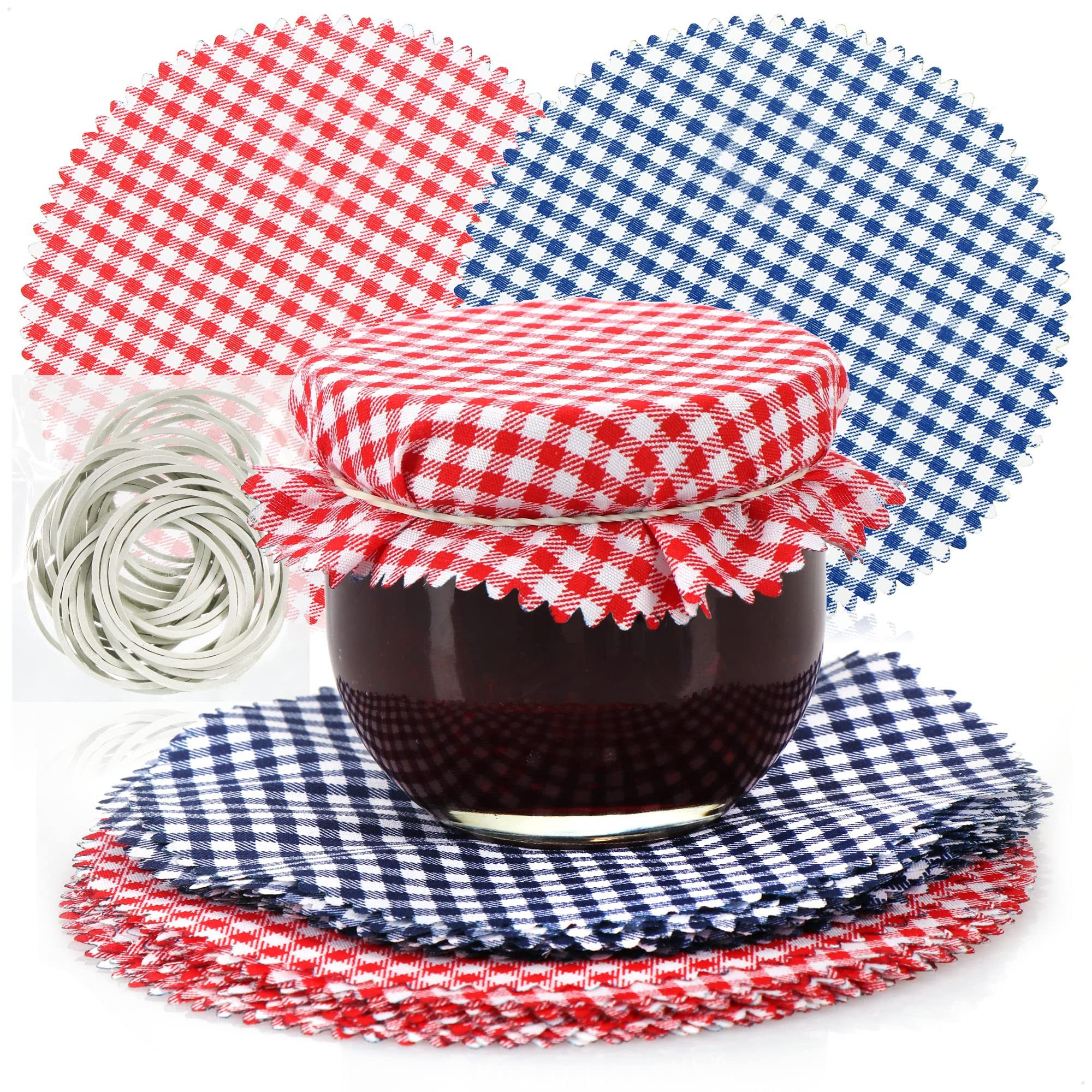 com-four Einmachglas Schmuckdeckchen für Einmachgläser - Marmeladen-Deckchen mit Gummis, (30-tlg)