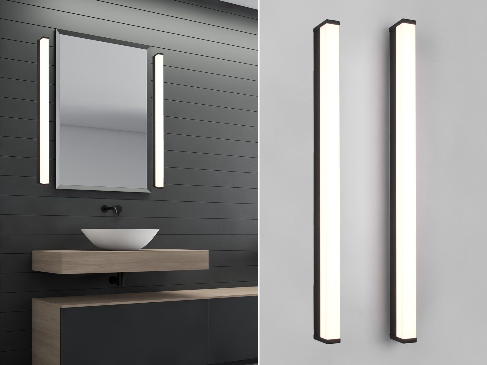 LED WC Gäste B 2er 80cm fest Warmweiß, LED Set Badezimmerlampen Schwarz Spiegelschrank, integriert, Badlampen matt meineWunschleuchte Spiegelleuchte, / Weiß