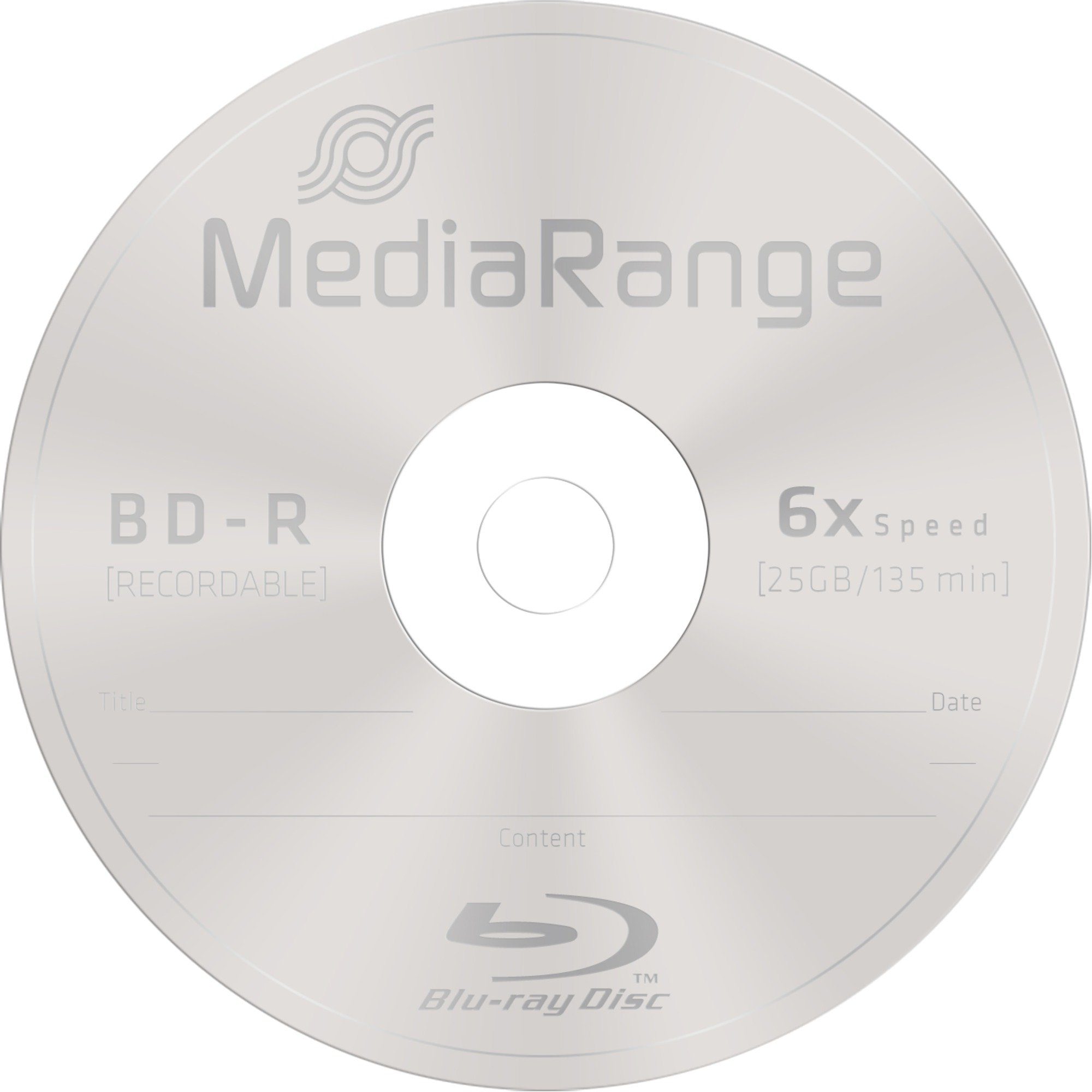 Mediarange Blu-ray-Rohling MediaRange BD-R 25 GB, Blu-ray-Rohlinge, (6-fach