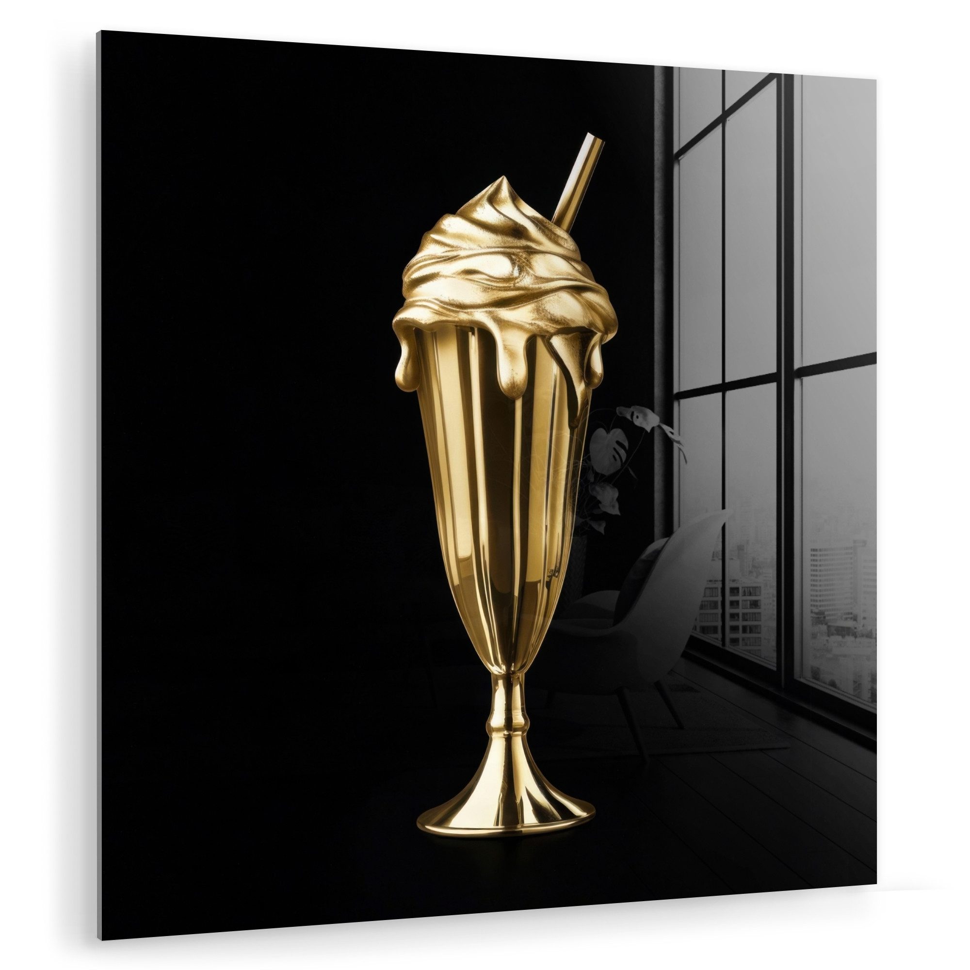 MuchoWow Acrylglasbild Milchshake - Gold - günstig online kaufen