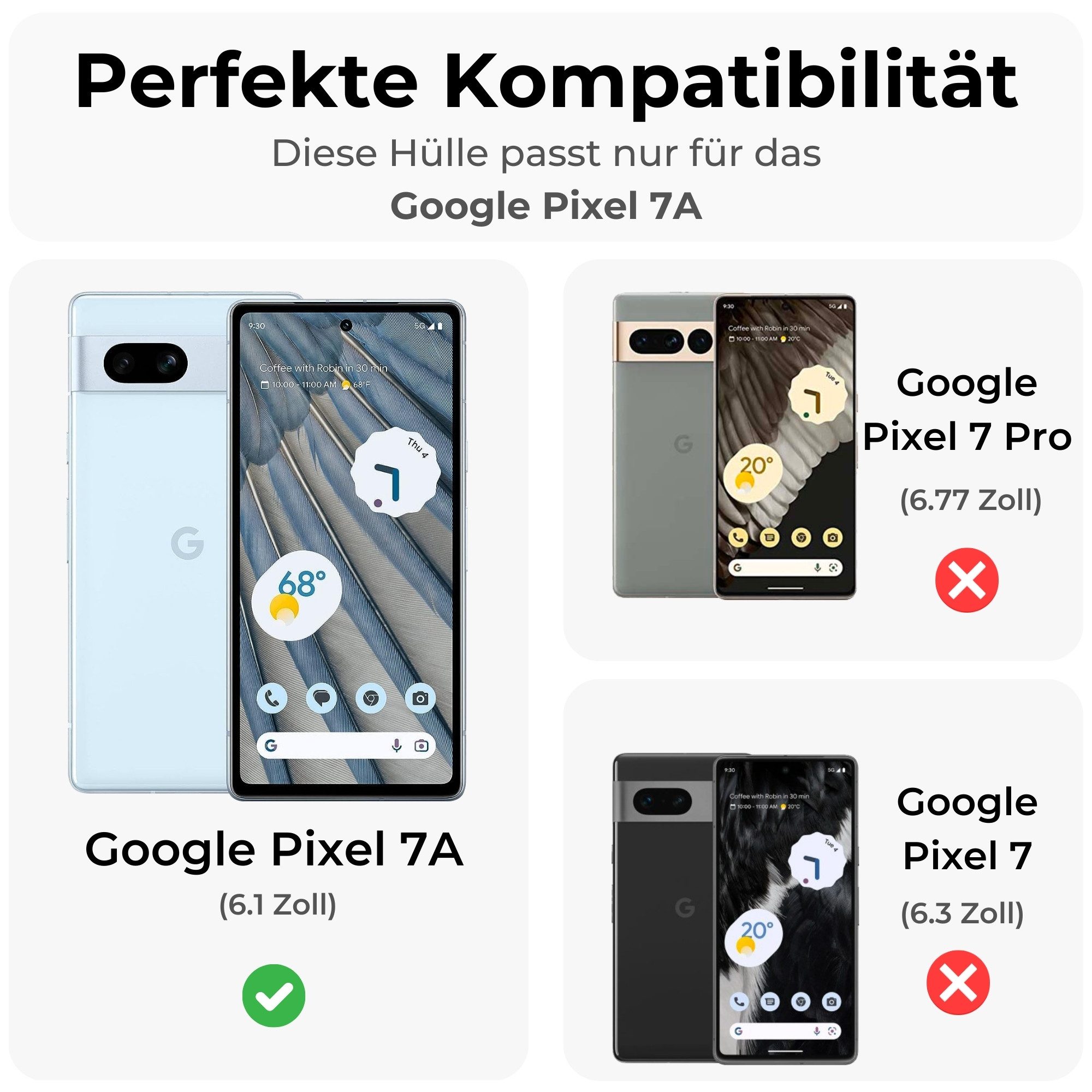 betterfon Handyhülle für Google Pixel 7A TPU Case mit 360° Rundumschutz Displayschutz, 360 Grad Hülle mit Displayschutz und Fingerprint