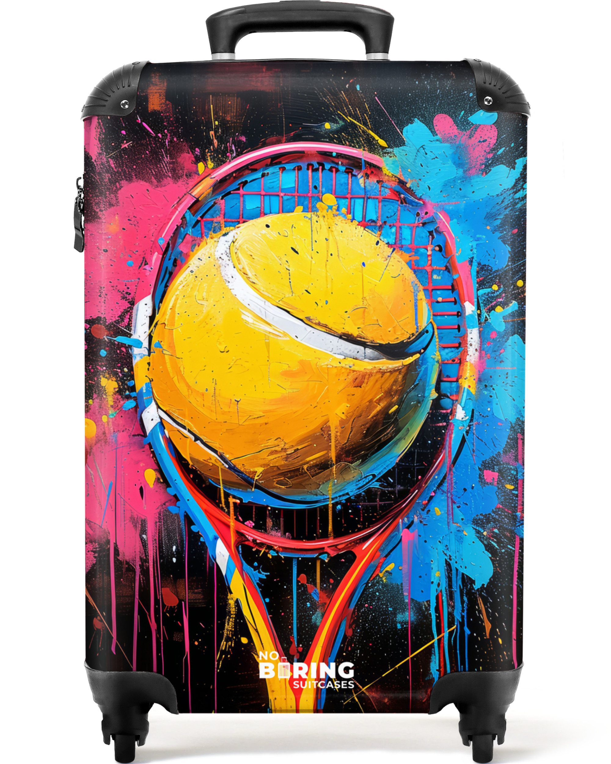 NoBoringSuitcases.com© Hartschalen-Trolley Graffiti-Tennisschläger mit Ball günstig online kaufen