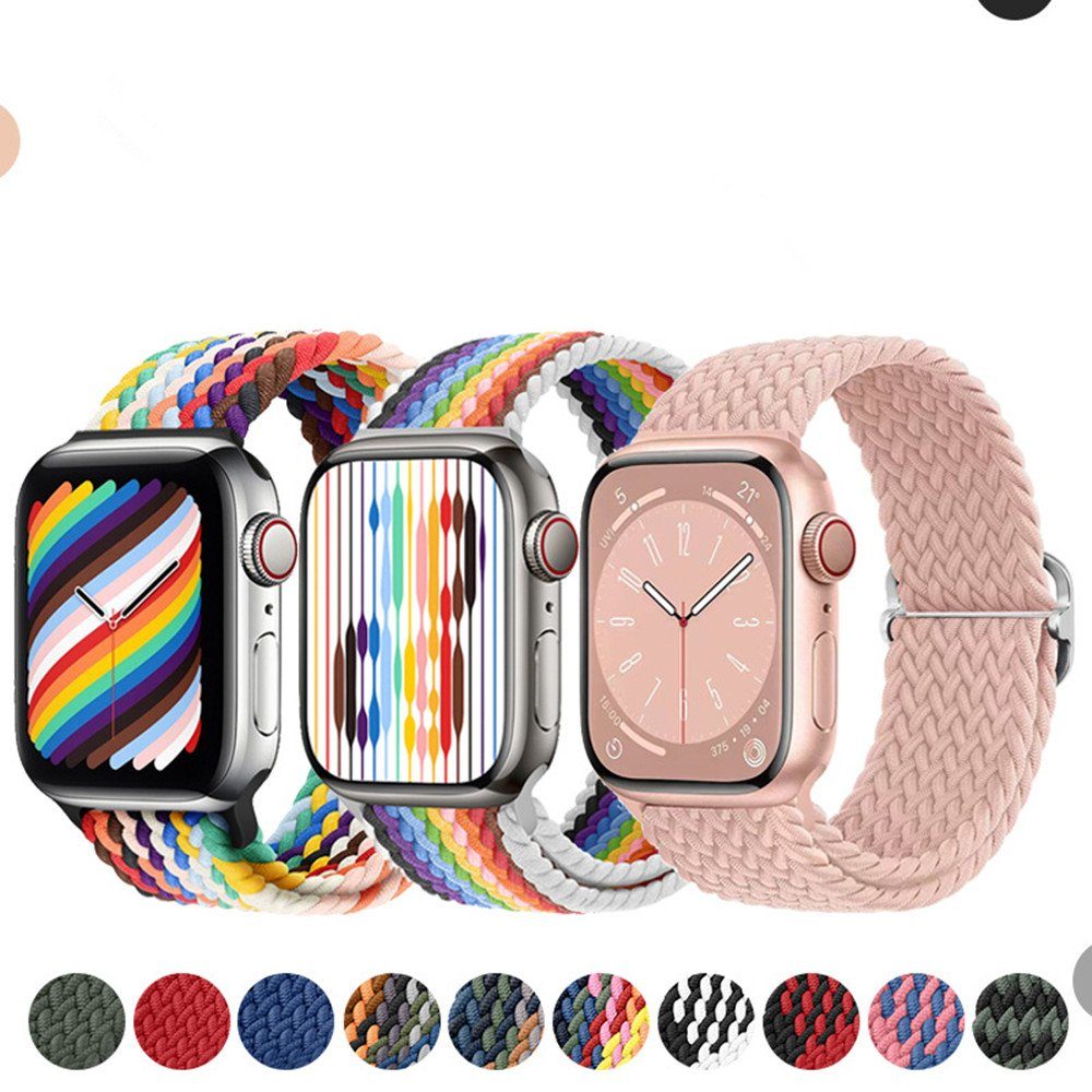 Band Armband für Armband 42/44/45mm, für 38/40/41mm Loop Geflochtenes Watch elastisches iWatch Series Stoff 7 Uhrenarmband Nylon Apple Sport und white XDeer