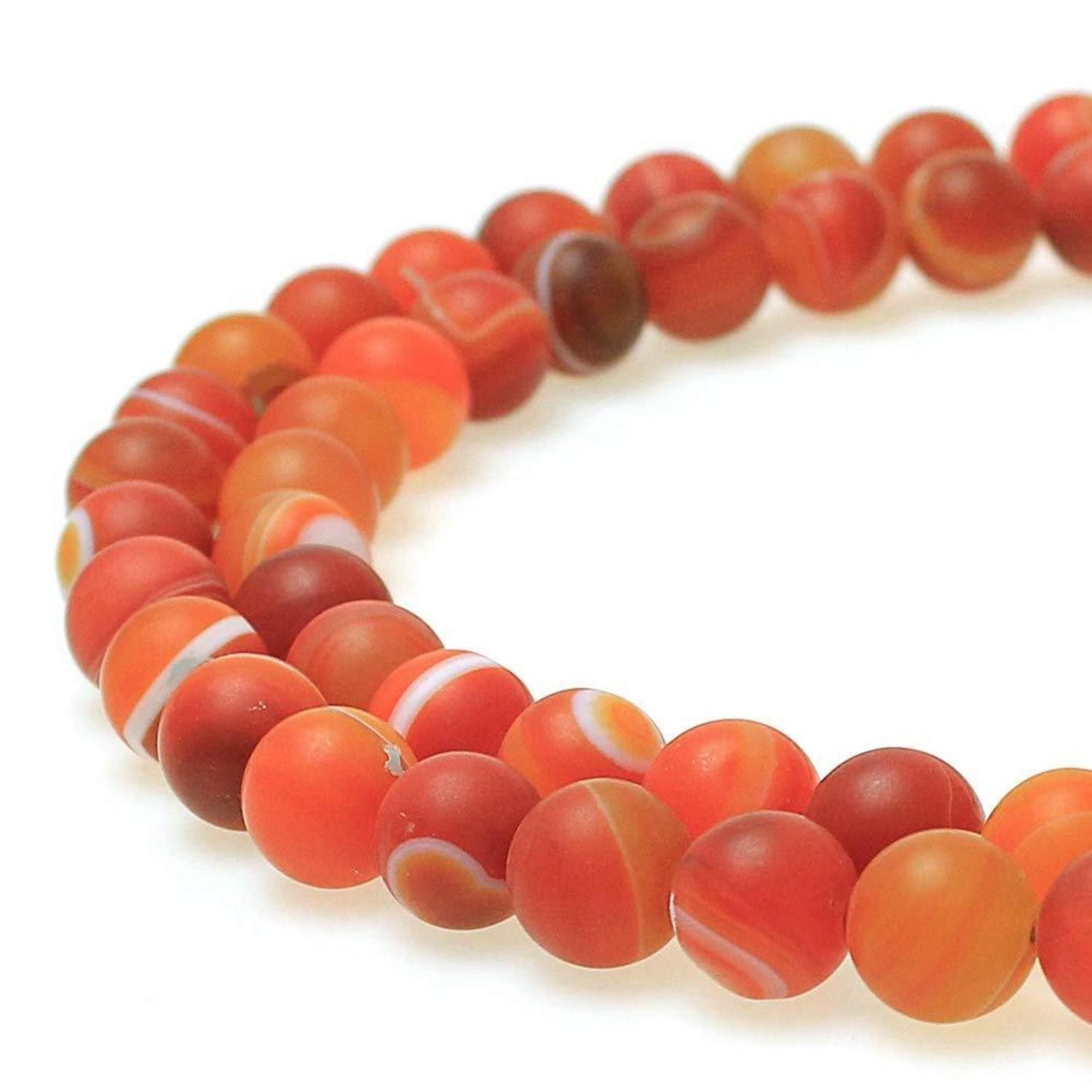 LuxusKollektion Bastelperlen Perlen Armband Matt Orange Gestreifter Achat 6mm, (60-tlg)