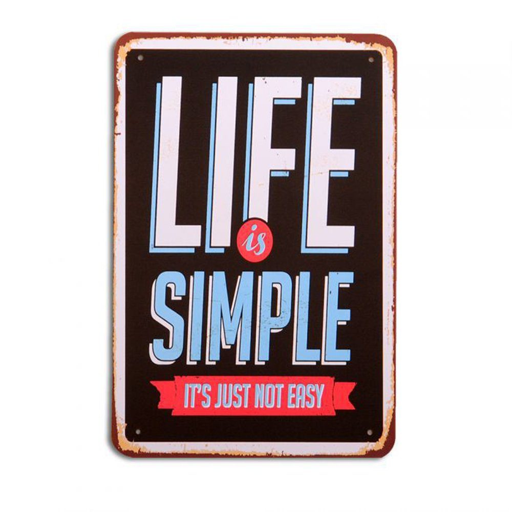 Metallbild Metallschild JUST NOT EASY Vintage Schild im Retro-Design