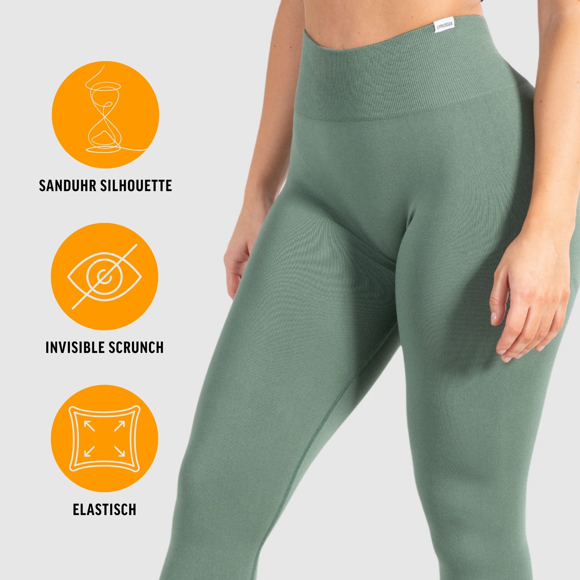 Smilodox Leggings Amaze Pro mit Scrunch-Effekt, High Waist V-Shape Sport & Yogahose Seamless Push Up Booty Fitnesshose Blickdicht Yoga Gym Figurformend