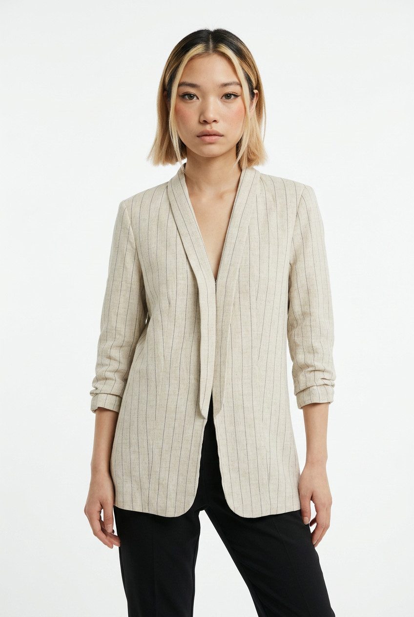 pieces Longblazer PCPIA BOSELLA BLAZER WVN NOOS mit Leinen