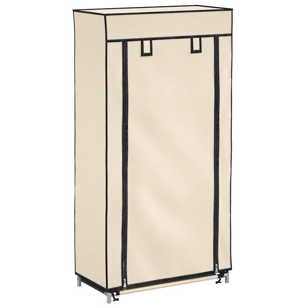 vidaXL Schuhregal Schuhschrank mit Abdeckung Cremeweiß 58 x 28 x 106 cm Stoff, 1-tlg.
