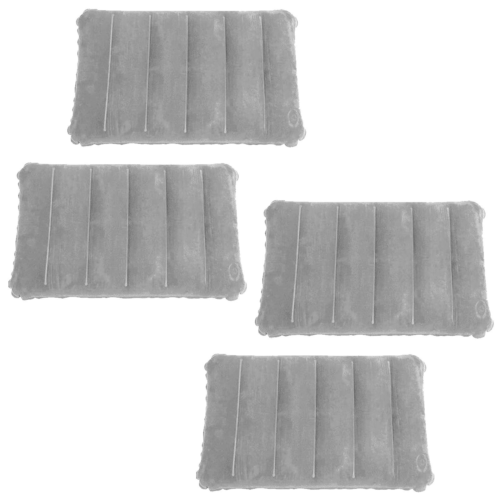 OKWISH Reisekissen Reise-Nackenkissen Flugkissen Aufblasbares Kissen Halsstützkissen, Weicher Flockstoff kompakt tragbar 30x47cm, 4-tlg., 4er Set Schnell aufzublasen Nackenstütze Lendenkissen, ideal für Flugzeug und Autofahrten Zuhause Büro