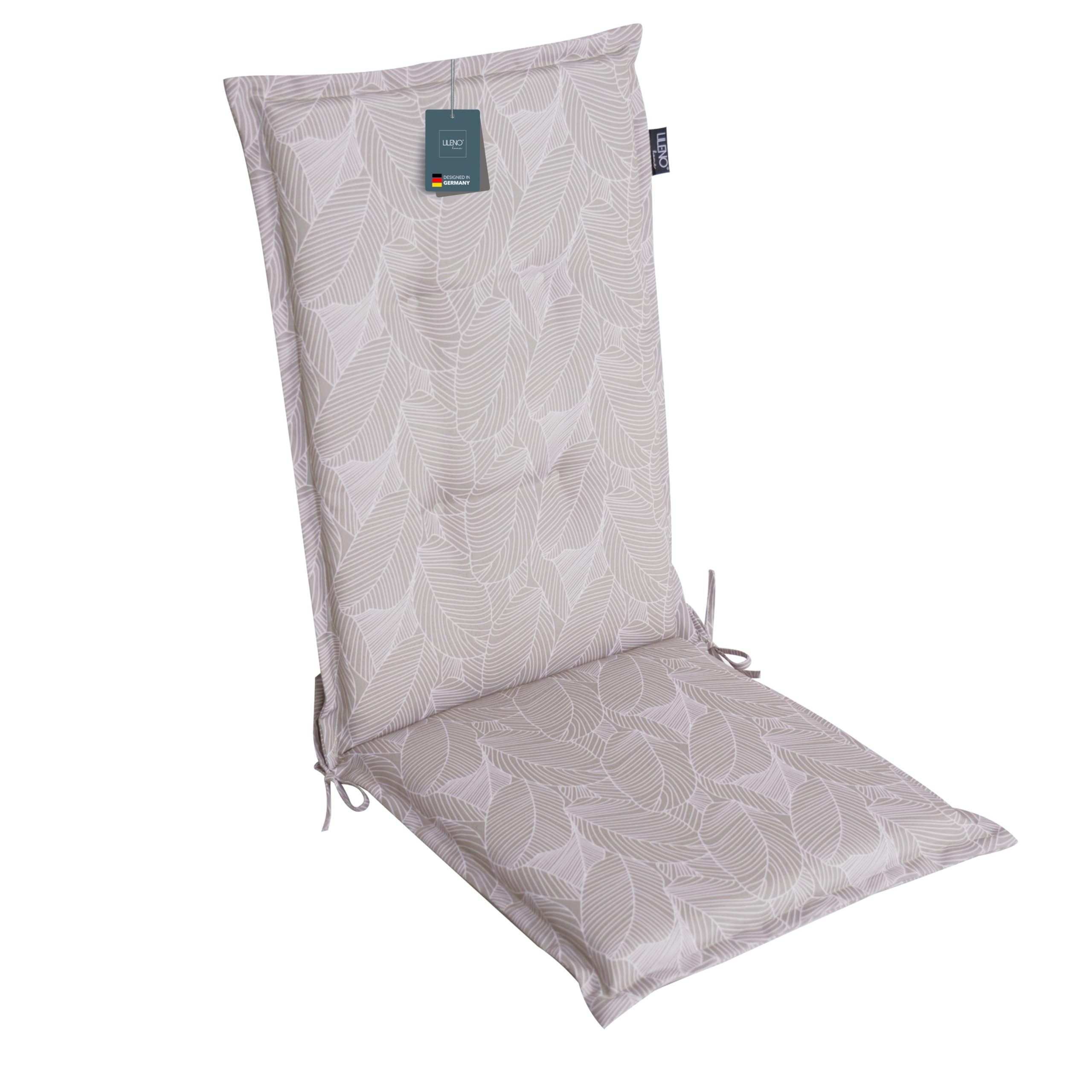 LILENO HOME Hochlehnerauflage Gartenstuhl Auflage, bequeme Sitzauflage für Gartenmöbel, Stuhlkissen, (1 St., 1er Set), Polsterauflage Blätter Grau, Sitzpolster für Klappstühle