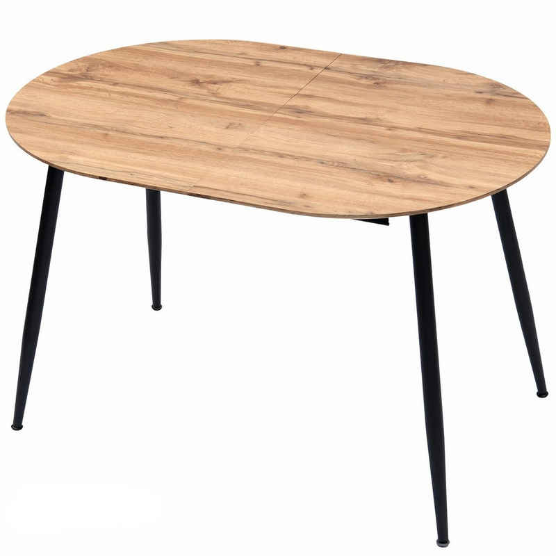 TRISENS Esstisch Rodrigo, Esstisch ausziehbar 120-150-180x80cm 4-10Pers. Ovaler Tisch Holz Optik
