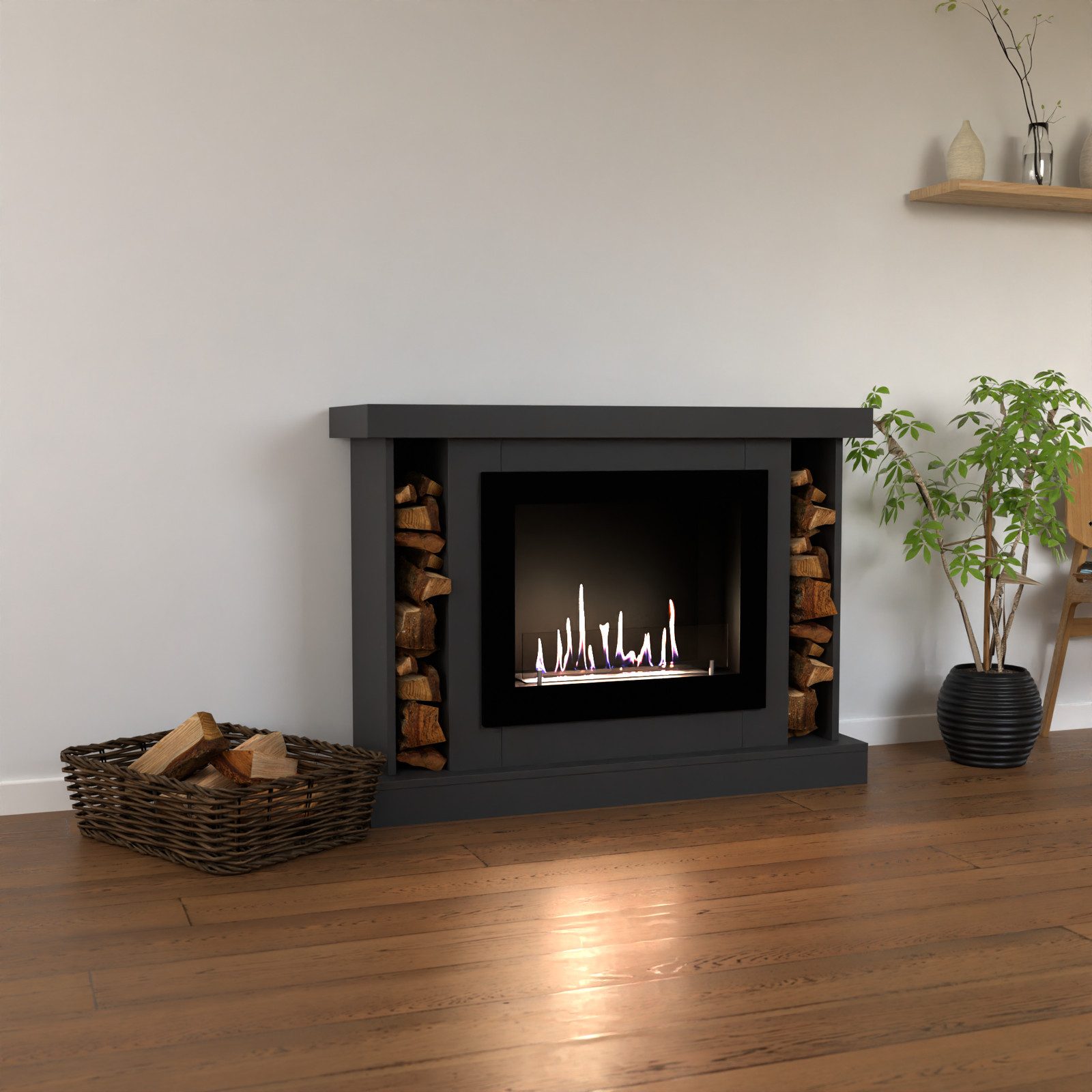 GLOW FIRE Echtfeuer-Dekokamin Hamar Ethanol Kamin, Bioethanol Kamin mit 3h Brenndauer, Heizleistung bis 2 kw