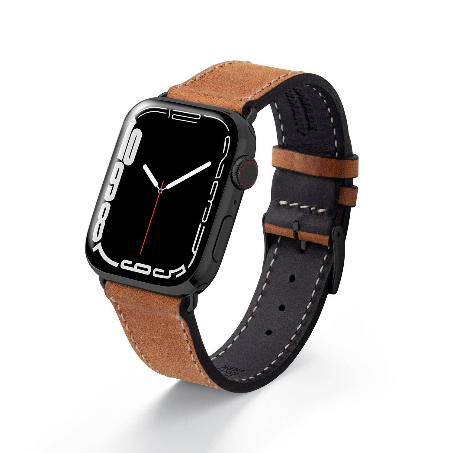 Selva Technik Uhrenarmband Lederarmband HOHELUFT, kompatibel mit Apple Watch 1-9, SE, Cognac