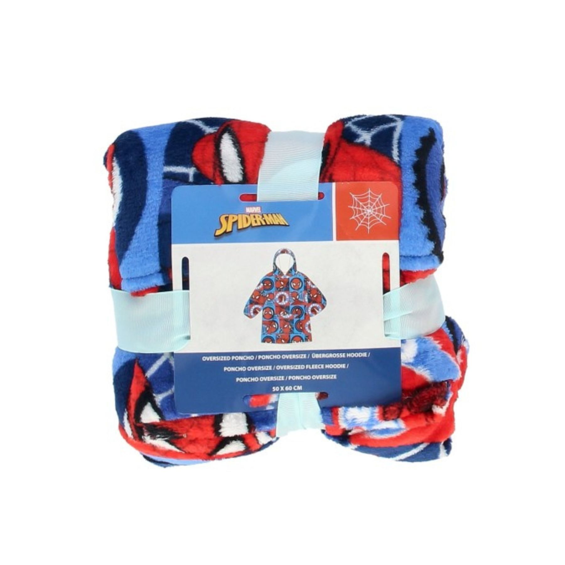 Wohndecke Kapuzendecke – Fleece Kuscheldecke 60x50 cm für Kinder 3–6 Jahre, Spiderman
