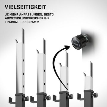Physionics Langhantel Kniebeugenständer - Höhenverstellbar, 150 kg, Fitnessstudio, Zuhause