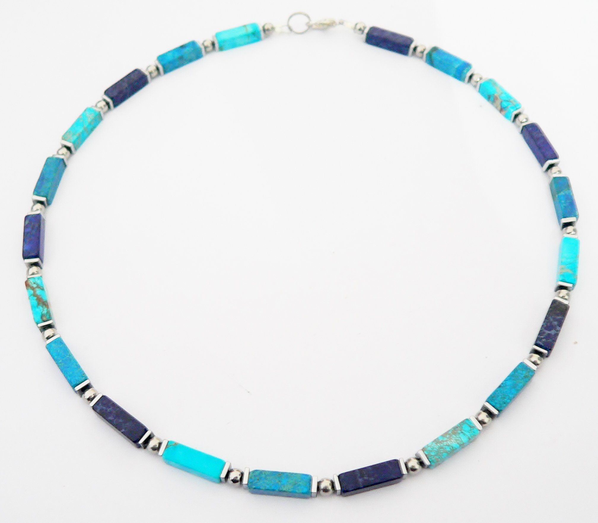 traumschmuck Collier 226nn Collier Schmuck-Edelstein Jaspis blau petrol türkis (Geschenk, Muttertag, Weihnachten, Geburtstag, Valentinstag, inkl Schmuckbox), Made in Germany
