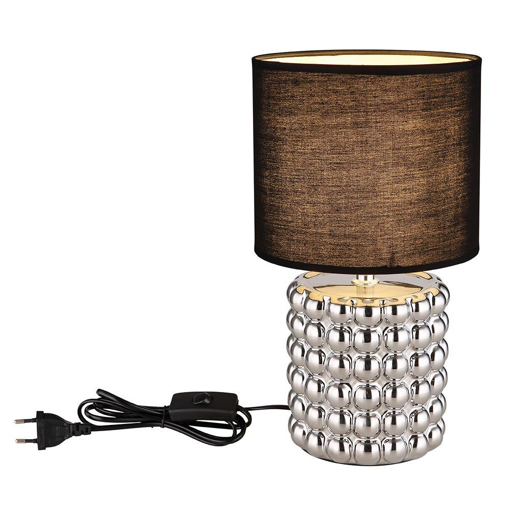 LED Chrom Tischleuchte, Keramik Nachttischlampe Schlafzimmerleuchte Tischlampe etc-shop Textil