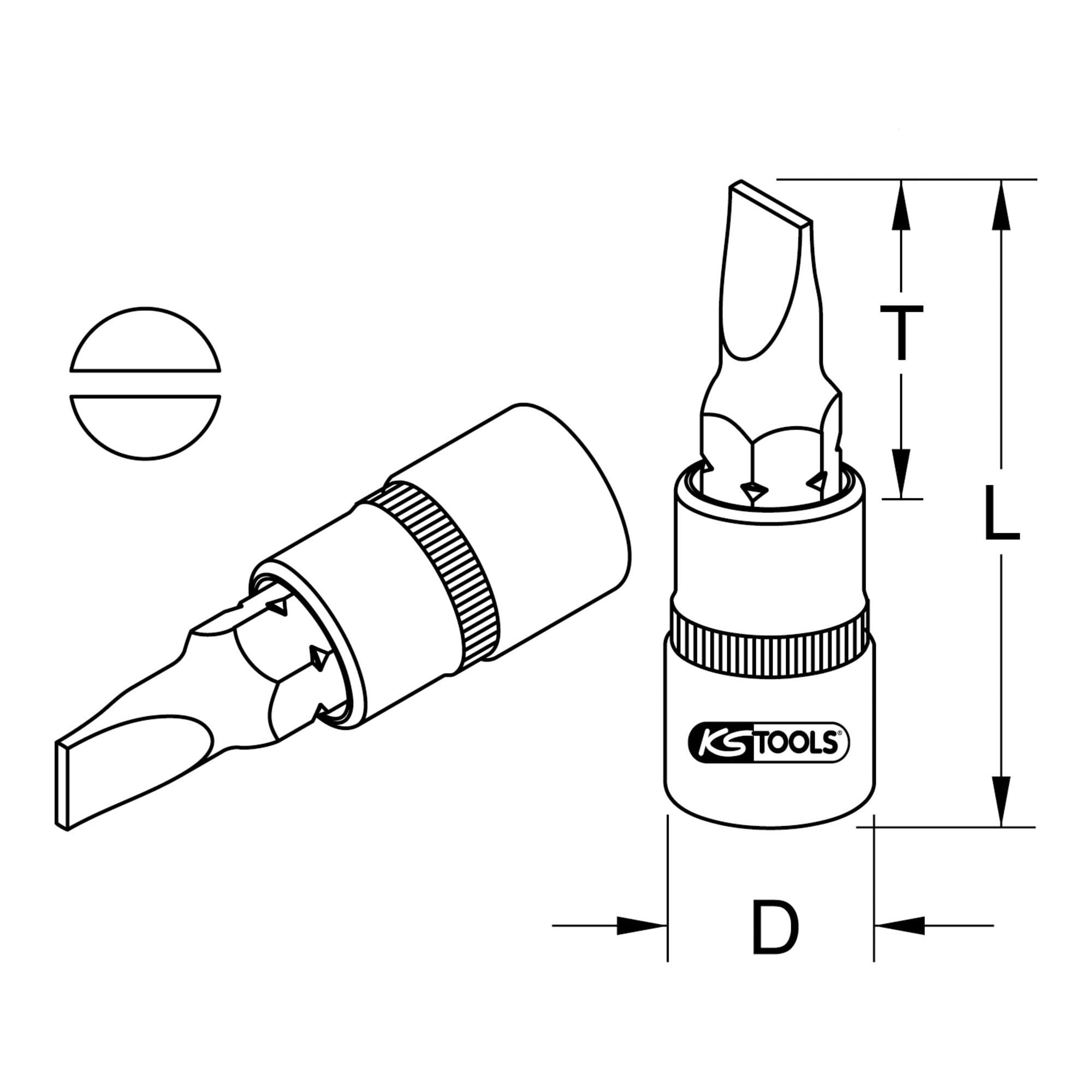 KS Tools Steckschlüssel KS Tools 3/8" CHROMEplus Bit-Stecknuss Schlitz, 12mm