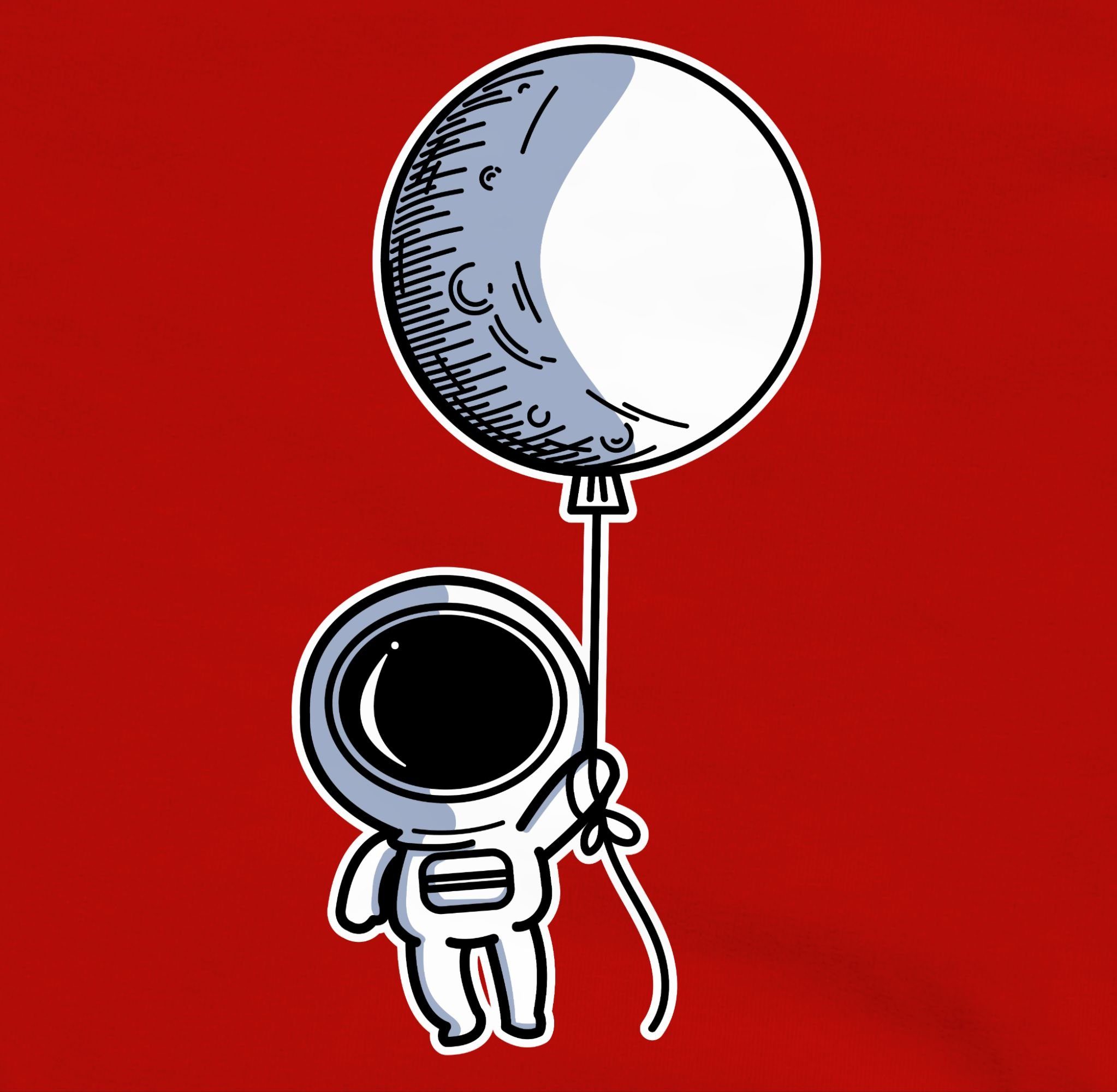 Shirtracer Hoodie Astronaut mit Luftballon Rot/Schwarz und 1 Co Kinderkleidung